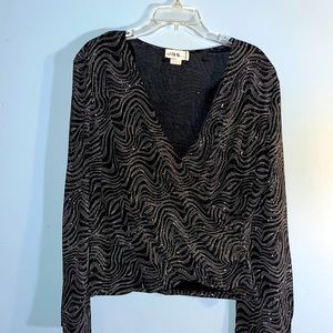 jbs black silver glitter blouse plus size 2x